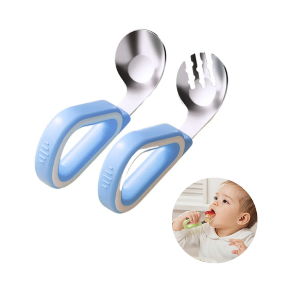 Set tenedor y cuchara de bebe rosa