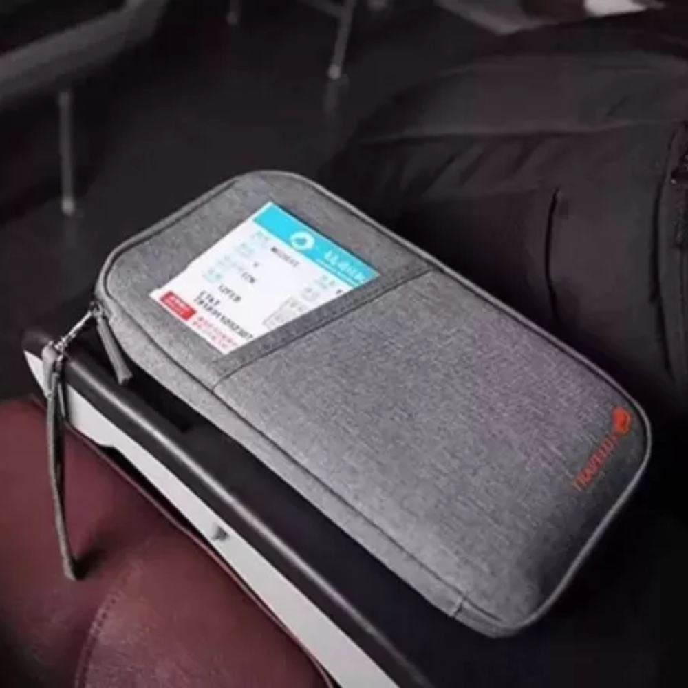 Estuche Porta Documentos Gris Claro