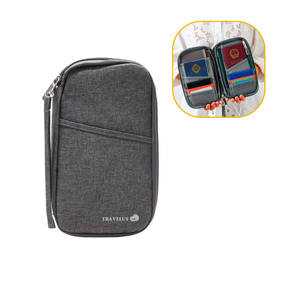 Estuche Porta Documentos Gris Claro